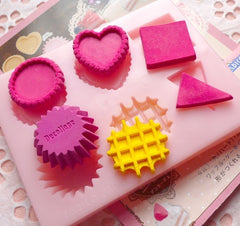 Cake Tart Cupcake Waffle Mold Set from Padico (Japan) Decoden Mold Kawaii Miniature Sweets Jewelry Cabochon (Resin Clay, Paper Clay) MD012
