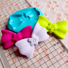 Bow Mold Bowtie Mold w/ Flower 34mm Silicone Flexible Mold Cupcake topper Cake Decoration Mold Kawaii Fondant Mold Polymer Clay Resin MD485