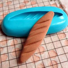 French Bread Mold Baguette Mold 38mm Silicone Flexible Mold Miniature Dollhouse Bakery Fimo Polymer Clay Kawaii Cabochon Kitsch Charms MD222