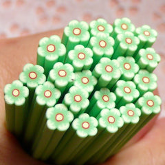 Polymer Clay Cane - Green Flower - for Miniature Food / Dessert / Cake / Ice Cream Sundae Decoration and Nail Art CFW051