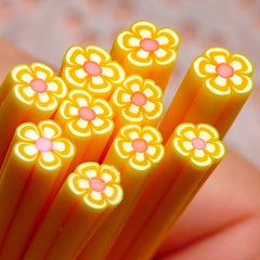Polymer Clay Cane - Yellow Flower - for Miniature Food / Dessert / Cake / Ice Cream Sundae Decoration and Nail Art CFW007
