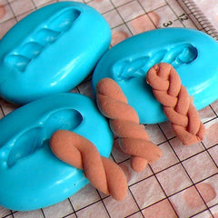 3 Twist Bread Mold Bun Mold 16-18mm Silicone Flexible Mold Dollhouse Bakery Miniature Food Jewelry Fimo Polymer Clay Kawaii Cabochon MD224