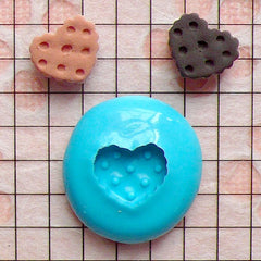 Heart Shaped Cookie / Biscuit (11mm) Silicone Flexible Push Mold Miniature Food Sweets Jewelry Charms (Clay, Fimo, Gum Paste, Fondant) MD771