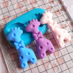 Giraffe with Bow (29mm) Silicone Flexible Push Mold - Jewelry, Charms, Cupcake (Clay Fimo Casting Resin Epoxy Wax Gum Paste Fondant) MD432