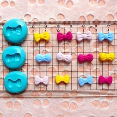 Set of 3 Tiny Bow / Bowtie (11 and 13mm) Silicone Flexible Push Mold - Jewelry, Charms (Clay Fimo Casting Resin Wax Gum Paste Fondant) MD467