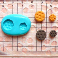 Kawaii Tiny Round Cookie / Biscuit Set (8, 12mm) Flexible Mold Silicone Mold - Miniature Food, Sweets, Jewelry, Charms (Clay, Fimo) MD139