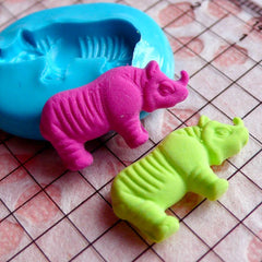 Rhinoceros (21mm) Silicone Flexible Push Mold - Jewelry, Charms, Cupcake (Clay Fimo Casting Resins Epoxy Wax Soap GumPaste Fondant) MD420