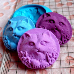 Round Cat Cameo Mold 25mm Flexible Mold Silicone Mold DIY Jewelry Fimo Polymer Clay Animal Charms Cabochon Wax Fondant GumPaste Mold MD435