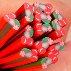 Nail Art Cane Fimo Cherry Cane Fruit Polymer Clay Cane (Cane or Slices) Kawaii Supply Japanese Decoden Cute Embellishment Resin Craft CF015