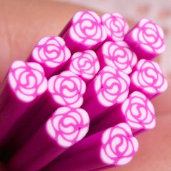 Polymer Clay Cane - Purple Pink Rose / Flower - for Miniature Food / Dessert / Cake / Ice Cream Sundae Decoration and Nail Art CFW066