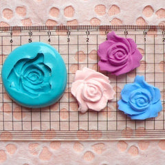 Flower / Rose (24mm) Silicone Flexible Push Mold - Jewelry, Charms, Cupcake (Clay Fimo Premo Casting Resins Soap Gum Paste Fondant) MD584