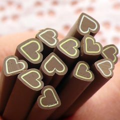 Polymer Clay Cane - Heart Shaped Love Chocolate - for Miniature Food / Dessert / Cake / Ice Cream Sundae Decoration and Nail Art CH02