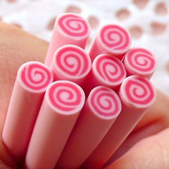 Polymer Clay Cane - Strawberry Cake / Swiss Roll - Miniature Food / Dessert / Cake / Ice Cream Sundae Decoration and Nail Art CSW019