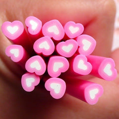 Pink Heart Polymer Clay Cane Nail Art Heart Shape Fimo Cane (Cane or Slices) Love Embellishment Cute Resin Craft Heart Earrings Making CH06