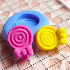 Lollipop Mold w/ Bow 16mm Silicone Flexible Mold Miniature Candy Mold Fimo Polymer Clay Resin Mini Cupcake Topper Kawaii Fondant Mold MD687