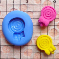 Lollipop Mold w/ Bow 16mm Silicone Flexible Mold Miniature Candy Mold Fimo Polymer Clay Resin Mini Cupcake Topper Kawaii Fondant Mold MD687