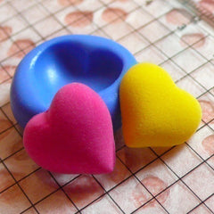 Puffy Heart (15mm) Silicone Flexible Push Mold - Jewelry, Charms, Cupcake (Clay Fimo Casting Resins Epoxy Wax Soap Gum Paste Fondant) MD502