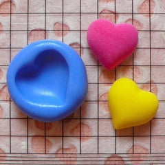 Puffy Heart (15mm) Silicone Flexible Push Mold - Jewelry, Charms, Cupcake (Clay Fimo Casting Resins Epoxy Wax Soap Gum Paste Fondant) MD502