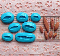 Baguette French Bread Mold Set (7pcs) (13-38mm) Flexible Silicone Mold Miniature Food Dollhouse Bakery Polymer Clay Kitsch Jewelry MD216-222