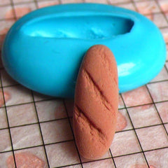 Baguette French Bread Mold Bun 20mm Flexible Silicone Mold Miniature Dollhouse Bakery Kitsch Jewelry Kawaii Cabochon Polymer Clay Mold MD219