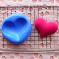 Heart (31mm) Silicone Flexible Push Mold - Miniature Food, Sweets, Jewelry, Charms (Clay, Fimo, Resins, Wax, Soap, Gum Paste, Fondant) MD513
