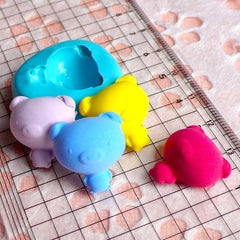 Pig Mold w/ Big Head 19mm Flexible Silicone Mold Kawaii Jewelry Charms Mold Animal Cabochon Mini Cupcake Topper Fondant Gumpaste Mold MD791