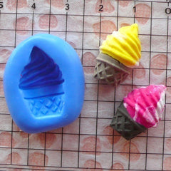 Ice Cream Sundae with Cone (20mm) Silicone Mold Flexible Mold - Miniature Food, Sweets, Jewelry Charms (Clay Fimo Resin Epoxy Fondant) MD293
