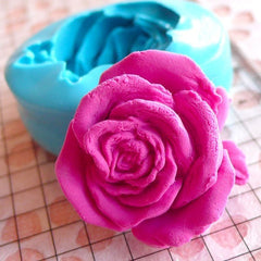 Flower / Rose with Leaf (29mm) Silicone Flexible Push Mold Jewelry Charms Cupcake (Clay Fimo Premo Resin Epoxy Gum Paste Fondant) MD755