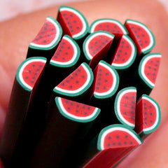 CLEARANCE Kawaii Fimo Cane Half Watermelon Polymer Clay Cane Miniature Fruit Cane (Cane or Slices) Dollhouse Food Craft Summer Fruit Nail Art CF027