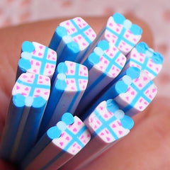Polymer Clay Cane - Blue and White Gift Box - for Miniature Food / Dessert / Cake / Ice Cream Sundae Decoration and Nail Art CCH21