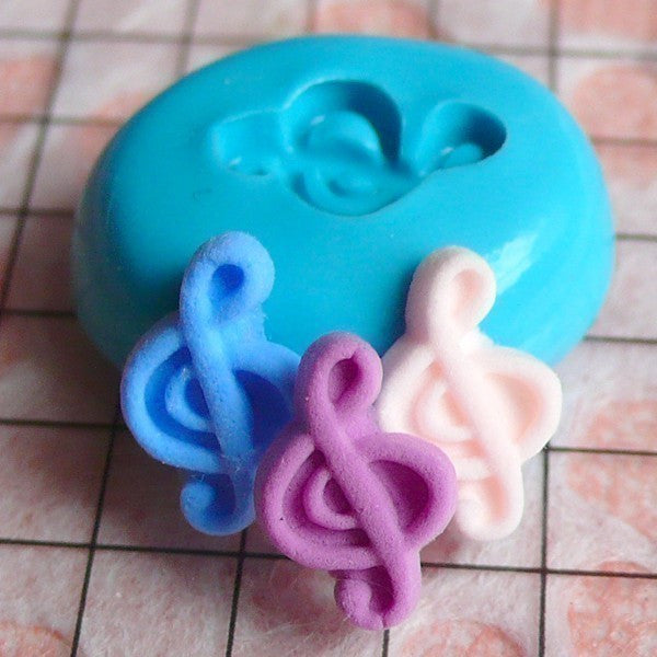 Music Note / G Clef / Treble Clef (10mm) Silicone Flexible Push Mold - Miniature Food, Sweets, Jewelry, Charms (Clay, Fimo, Resin) MD549