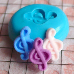 Music Note / G Clef / Treble Clef (10mm) Silicone Flexible Push Mold - Miniature Food, Sweets, Jewelry, Charms (Clay, Fimo, Resin) MD549