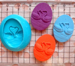 Oval Swan Cameo (24mm) Silicone Flexible Mold Push Mould Miniature Food Sweets Cupcake Jewelry Charms (Fimo Resin Gum Paste Fondant) MD636