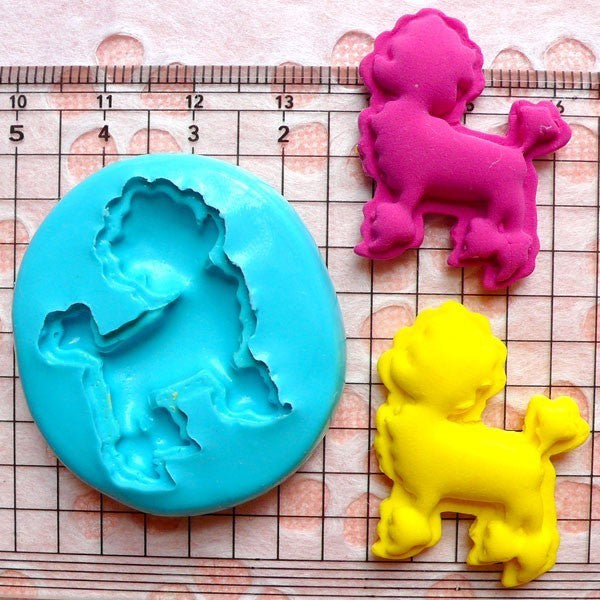 Poodle / Dog (29mm) Silicone Flexible Push Mold - Jewelry, Charms, Cupcake (Clay, Fimo, Casting Resin, Epoxy, Wax, Gum Paste, Fondant) MD749