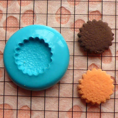 Silicone Flexible Push Mold - Flower / Scallop Edge Cookie / Biscuit (13mm) Miniature Food, Sweets, Charms (Resin, Paper Clay, Fimo) MD172