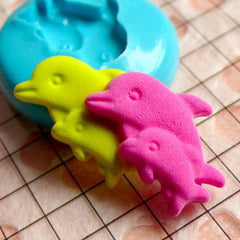 Double Dolphin Mold 18mm Flexible Silicone Mold Animal Mold DIY Jewelry Earrings Scrapbooking Mold Mini Cupcake Topper Polymer Clay MD463