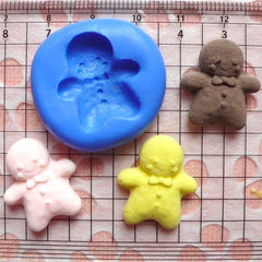 Gingerbread Man with Bow (21mm) Silicone Flexible Mold - Craft, Jewelry, Charms (Clay, Fimo, Resins, Gum Paste, Fondant) MD261