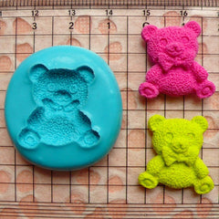 Toy Bear Mold w/ Bow 21mm Flexible Silicone Mold Kawaii Cupcake Topper Fondant Gumpaste Mold Fimo Clay Animal Cabochon Resin Mold MD452