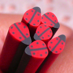 Polymer Clay Cane - Red Beetle / Lady Bug - for Miniature Food / Dessert / Cake / Ice Cream Sundae Decoration and Nail Art CIN02