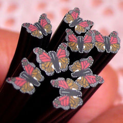 Polymer Clay Cane - Black and Red Butterfly - for Miniature Food / Dessert / Cake / Ice Cream Sundae Decoration and Nail Art CBT5