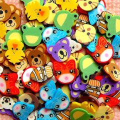 Polymer Clay Cane Animal Assorted Fimo Cane Slices Mix Mini Sweets Decoden Kawaii Nail Art Decoration (100pcs) (by random) CMX012