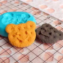 Silicone Mold Bear Cookie Biscuit Mold 19mm Miniature Sweets Deco Fimo Polymer Clay Jewelry Charms Kawaii Cabochon Resin Flexible Mold MD757
