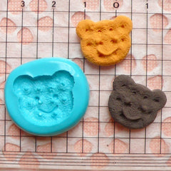 Silicone Mold Bear Cookie Biscuit Mold 19mm Miniature Sweets Deco Fimo Polymer Clay Jewelry Charms Kawaii Cabochon Resin Flexible Mold MD757