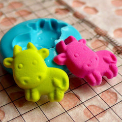 Cow (16mm) Silicone Flexible Push Mold - Jewelry, Charms, Cupcake Topper (Clay Fimo Sculpey Premo Resin Epoxy Wax Gum Paste Fondant) MD425