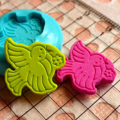 Dove Mold w/ Flower 18mm Bird Mold Silicone Mold Flexible Mold Mini Cupcake Topper Fondant Gumpaste Mold Scrapbooking Jewelry Mold MD811