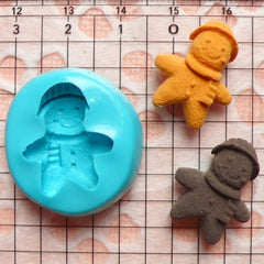 Silicone Mold Gingerbread Man Scarf 20mm Miniature Food Kawaii Deco Sweets Fimo Polymer Clay DIY Jewelry Charms Cabochon Flexible Mold MD264