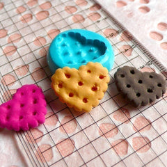 Biscuit Cookie Mold Heart 20mm Silicone Flexible Mold Decoden Kawaii Miniature Sweets Fimo Polymer Clay Cabochon Jewelry Charms Resin MD825
