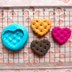 Biscuit Cookie Mold Heart 20mm Silicone Flexible Mold Decoden Kawaii Miniature Sweets Fimo Polymer Clay Cabochon Jewelry Charms Resin MD825