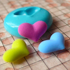 Puffy Heart (13mm) Silicone Flexible Push Mold - Jewelry, Charms, Cupcake (Clay, Fimo, Casting Resins, Epoxy, Wax, Soap, Fondant) MD500