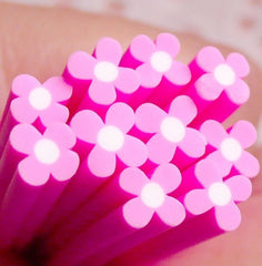 Polymer Clay Cane - Pink Flower - for Miniature Food / Dessert / Cake / Ice Cream Sundae Decoration and Nail Art CFW017